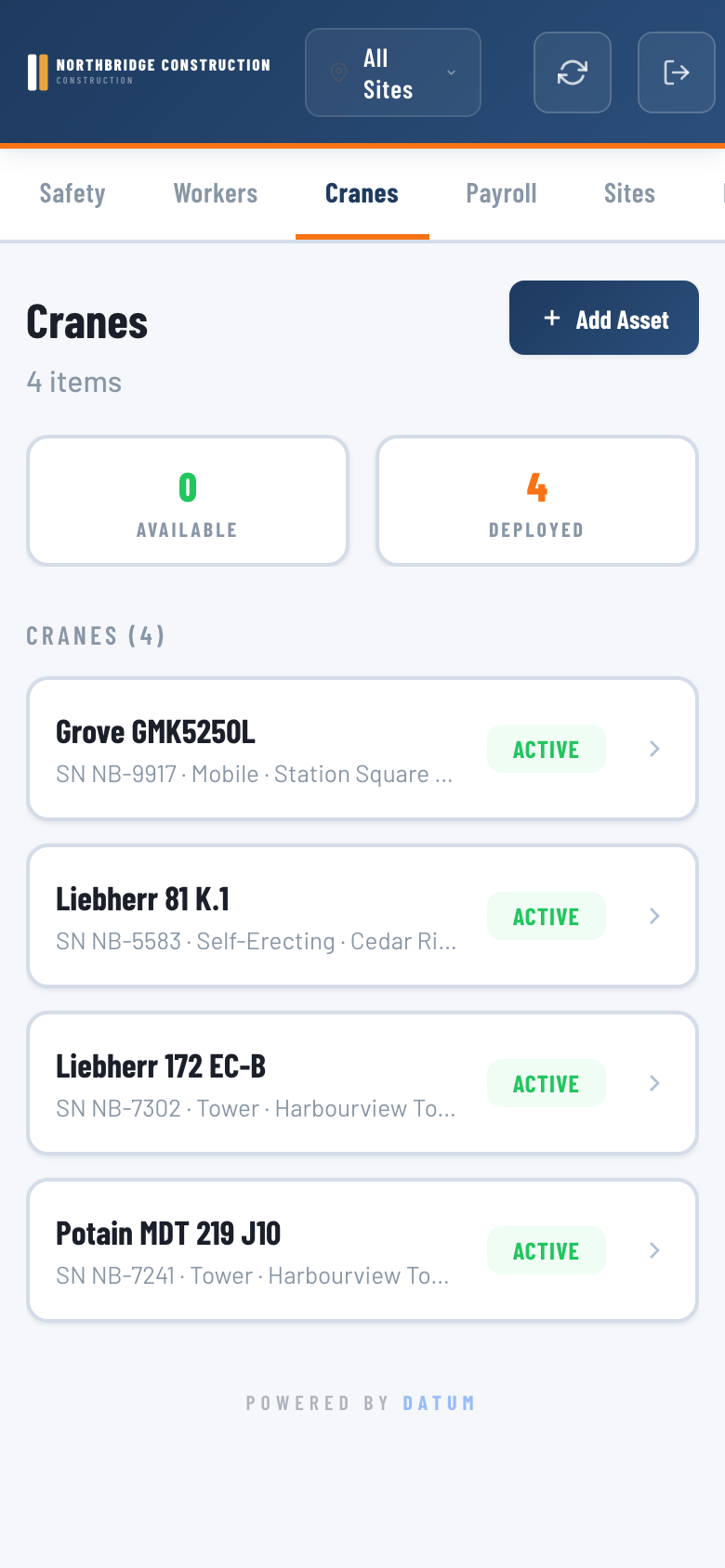 Schedule — pours, picks and deliveries by day